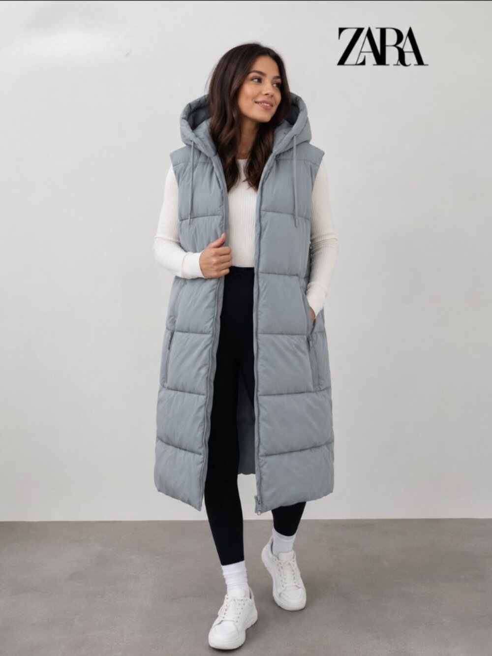 New Zara Women Teen Hoodie Jacket Puffer Coat Parka Winter Fall Sleeveless